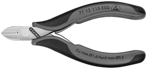 Knipex 77 12 115 ESD Electronics Diagonal Cutters-ESD Handles, 4 1/2" Nominal Length Clearance