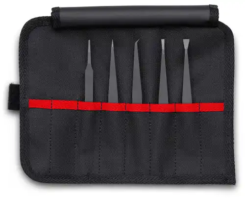 Budget Knipex 92 00 05 ESD 5 Pc Plastic Tweezer Set in a Tool Roll, ESD