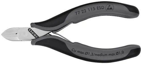 Trusted Brand Knipex 77 22 115 ESD Electronics Diagonal Cutters-ESD Handles, 4 1/2" Nominal Length