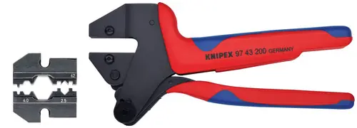 Knipex 9K 00 80 58 US Crimp System Pliers (97 43 200) & Crimp Die Solar Connectors H & 5 (HUBER & SUHNER) 2 1/2/4.0 mm 11/1 (97 49 62) Packaged In A Protective Plastic Case Express Delivery
