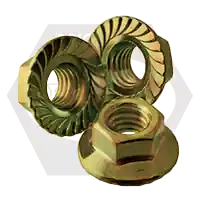 M10-1.50 Hex Flange Nuts, Serrated, Metric Class 8, Zinc-Yellow Cr+6, Coarse (UNC), DIN 6923, Qty 100 Top Rated