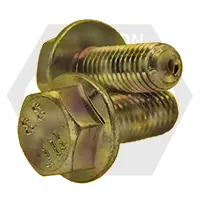 M8-1.25 x 12 mm Hex Flange Bolts, Non-Serrated, Metric Class 8.8, Zinc-Yellow Cr+6, Full Thread, Coarse (UNC), DIN 6921, Qty 100 Hot Deal