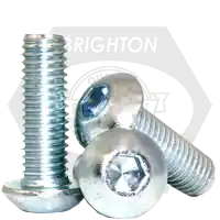 M3-0.50 x 5 mm Button Head Socket Cap Screws, Metric Class 10.9, Zinc-Bake Cr+3, Full Thread, Coarse (UNC), ISO 7380, Qty 100 Premium
