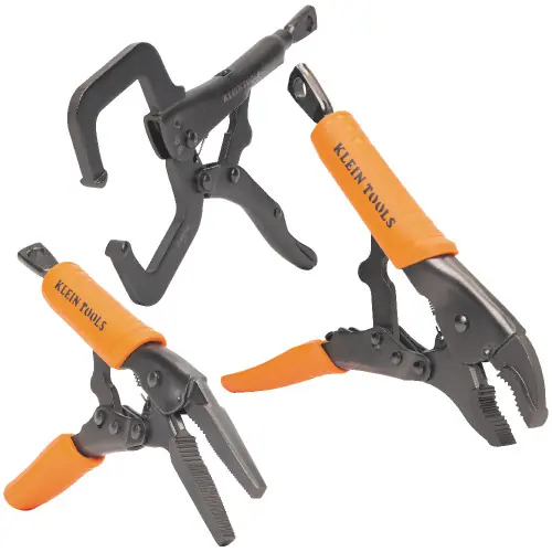 Next Day Delivery Klein Tools 38664 Locking Pliers Set, C-Clamp, Long Nose, Curved Jaw, 3-Piece