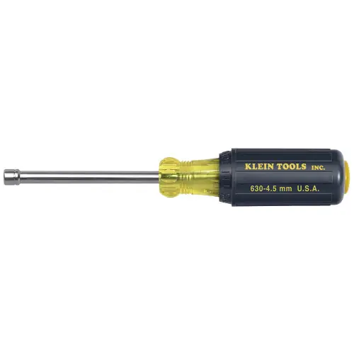 Klein Tools 630-4.5MM 4.5 mm Cushion-Grip Nut Driver 3-Inch Hollow Shaft Final Sale