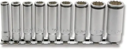 Clearance Ko-ken RS2355A/9 Ko-ken 1/4" Sq. Drive 12-Point SAE Deep NUT GRIP 9 Piece Socket Set