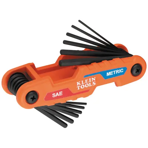 Top Pick Klein Tools 70590 Compact Folding Hex Key Set, 12-Key, SAE, Metric Sizes