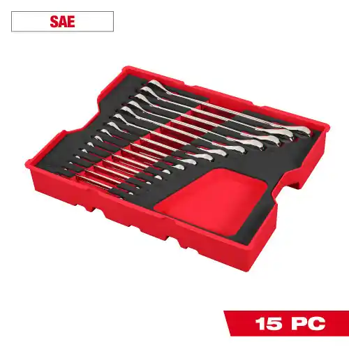 Budget Milwaukee Tool 48-22-0157 15pc. SAE Ratcheting Combination Wrench Set with Tray for PACKOUT Drawers
