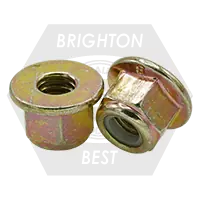 M12-1.75 Nylon Flange Lock Nuts, Non-Serrated, Metric Class 8, Zinc-Yellow Cr+6, Coarse (UNC), DIN 6926, Qty 500 Big Sale