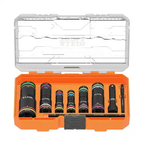 Klein Tools 656QS KNECT Quad-24 Heavy-Duty Impact Flip Sockets, SAE and Metric, 9-Piece Instant Buy