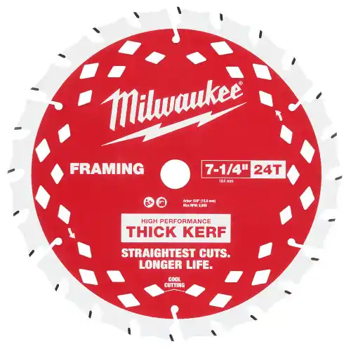 Milwaukee Tool 48-41-0740 7-1/4" 24T Thick Kerf Framing Circular Saw Blades Bulk 10, 10 Pack Price Cut