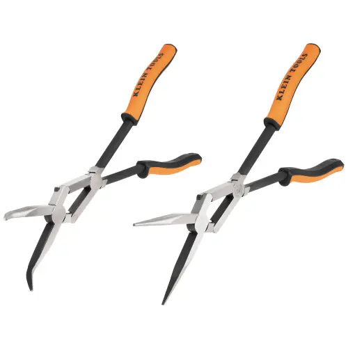 Grab Now Klein Tools 71402 Long Reach Needle Nose and Bent Nose Pliers Set, 13-Inch, 2-Piece