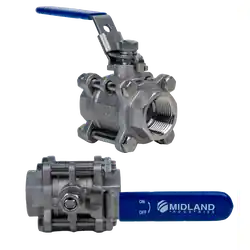 Midland Metal 949271 3-Piece Ball Valve, 3/8-in Nominal, FPT, 1000 psi Pressure, 316 Stainless Steel Body Today Only