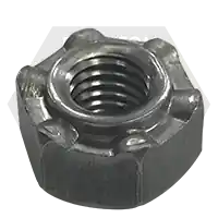 1/4-20 (9417130) Hex Weld Nut, Long Pilot, 6 Projections, Plain Steel, Qty 3600 Best Seller
