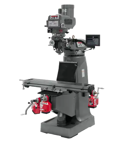 JET JT9-690093-4 JTM-4VS Mill With 3-Axis Newall NMS800 DRO (Knee) With X, Y and Z-Axis Powerfeeds 460V Limited Time