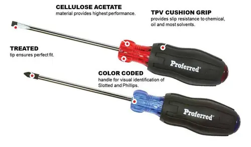 New Arrival No. 2 (Phillips) x 4" Black Tpv Handle Proferred Acetate Cushion Grip Screwdriver, Qty 1