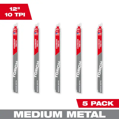 Reduced Price Milwaukee Tool 48-00-5553 12" 10 TPI TORCH with Carbide Teeth SAWZALL Blade for Conduit and Strut (5 PK)