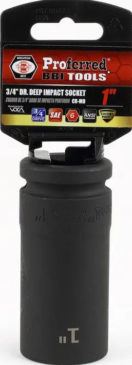 1 1/4" Deep Impact 6 Point Impact 3/4" Drive SAE Socket, Qty 1 High Quality