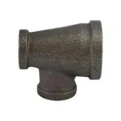 Crafted Midland Metal 65378 Reducing Tee, 2 in FPT x 1-1/2 in FPT x 3/4 in FPT, Iron, Black, 150 lb