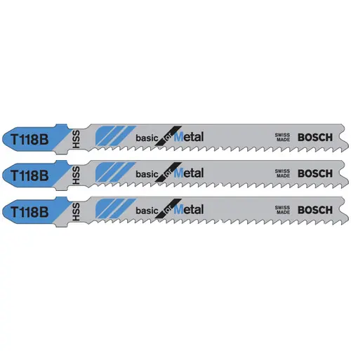 Bosch T118B3 3 pc. 3-5/8 In. 11-14 TPI Basic for Metal T-Shank Jig Saw Blades (3 Pack) Authentic