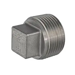 Sale Midland Metal 62653MS SP-114 Cored Square Head Plug, 1/2-in Male NPT, 304 Stainless Steel