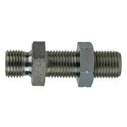 Free Returns Midland Metal 9722-04-04-LN Bulkhead Union with Locknut, 1/4-in Male BSPP x 1/4-in Male BSPP, Steel