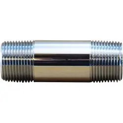Flash Sale Midland Metal 41030 Nipple, 1/4 in MPT x 1/4 in MPT, 6 in, Brass, Chrome-Plated