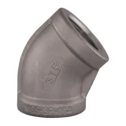 Authentic Midland Metal 63188MS SP-114 45-deg Elbow, 2-in Female NPT x 2-in Female NPT, 316 Stainless Steel