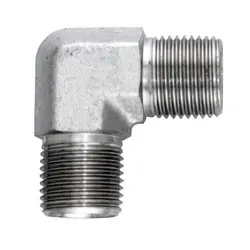 Midland Metal 9222-06-04 90-deg Union Elbow, 3/8-in Male BSPP x 1/4-in Male BSPP, Steel Clearance