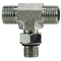 One Day Deal Midland Metal FS68031010 Branch Tee, 1-14 Male ORFS x 1-14 Male ORFS x 7/8 in Male ORB, Steel
