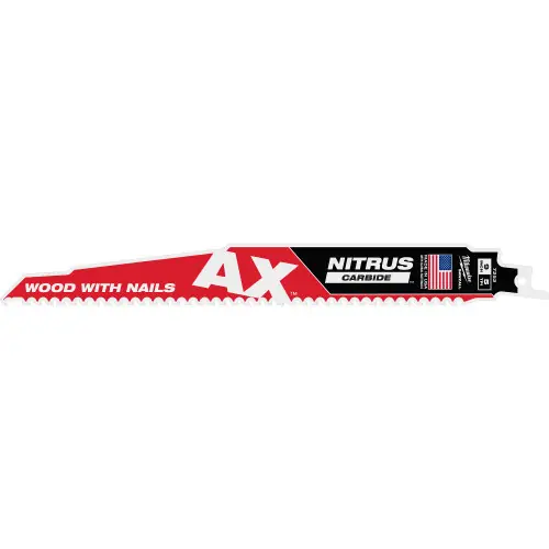 Milwaukee 48-00-7252 9" 5 TPI AX w/NITRUS Carbide Teeth SAWZALL Blade for Wood with Nails, 5 Pack Limited Time