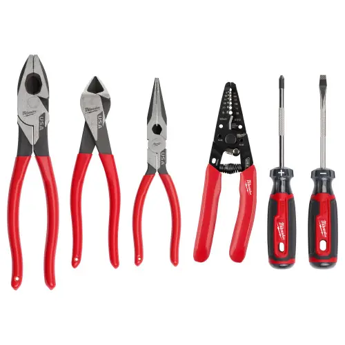 Trusted Brand Milwaukee MT500-6 6 PC. Dipped Grip Cutting Pliers, Wire Stripper, & Cushion Grip Screwdrivers Set (USA)