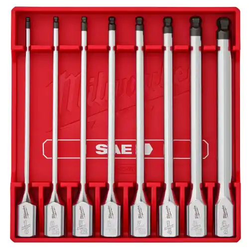 Professional Grade Milwaukee 48-22-9549 8pc 3/8 Drive Long Ball End Hex Bit Socket Set - SAE