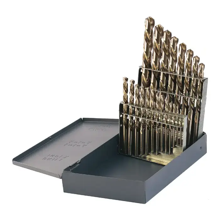 Budget DRILLCO 200LH21 1/16" to 3/8" by 64ths 118° Bright High Speed Steel Jobbers Length Drill Set