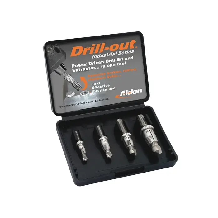 High Quality ALDEN Model 4017P, M2 High Speed Steel 4 Pc. Bolt Extractor Removes Sizes 1/4" to 3/8", 6mm to 10mm