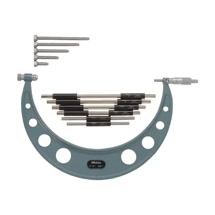 Clearance MITUTOYO 104-138 6" - 12" Range, .001" Graduation, Ratchet Stop Thimble Interchangeable Anvil Outside Micrometer