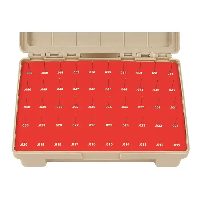 Top Rated VERMONT GAGE 101200200 .011" thru .060" Range, Minus Tolerance Type, ZZ Class, 50 Piece Pin Gage Set