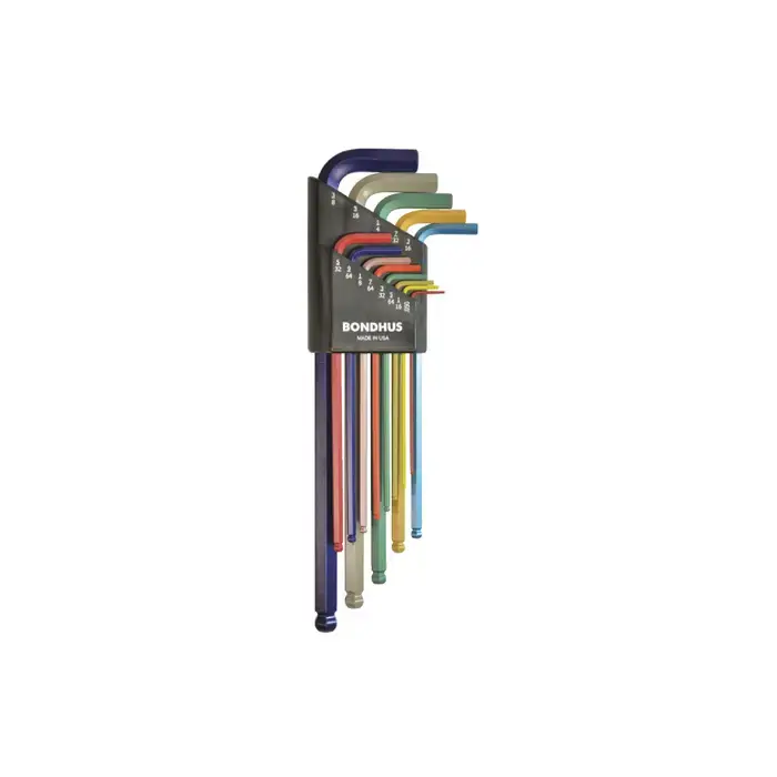 Budget BONDHUS 69499 1.5mm to 10mm Hex Size, Long Long Arm Length, ColorGuard Finish Ball Key