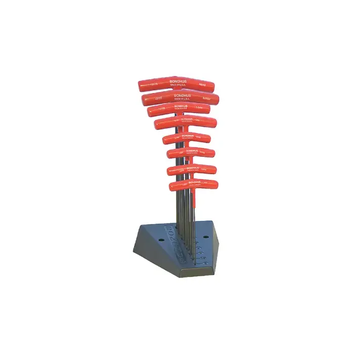 BONDHUS 15332 3/32" - 1/4" Size, Assorted Long Arm Length, Black Oxide Finish T Handle Hex Key Markdown