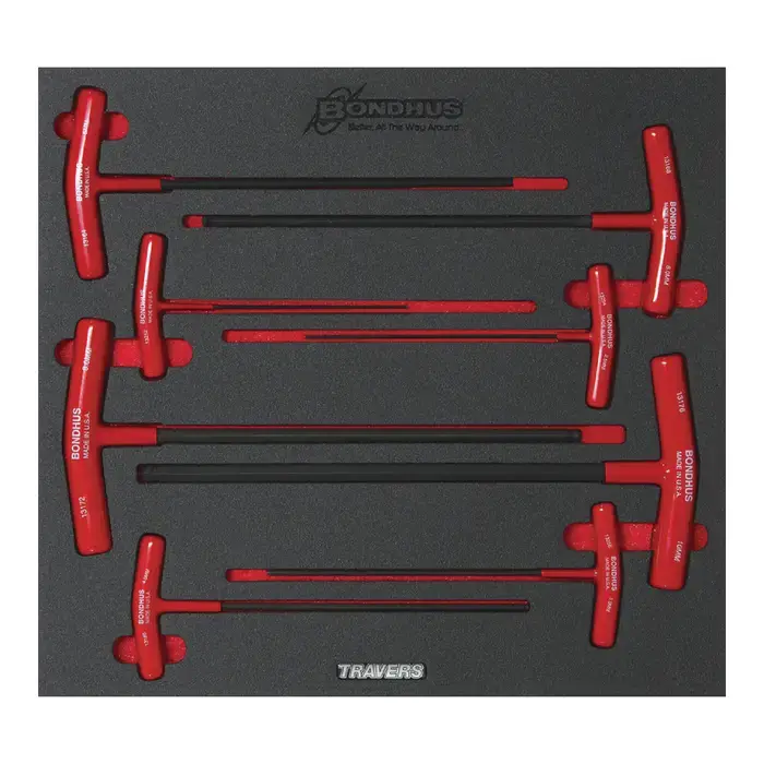 Fast Shipping BONDHUS 2mm - 10mm Size, Assorted Long Arm Length, Black Oxide Finish T Handle Hex Key