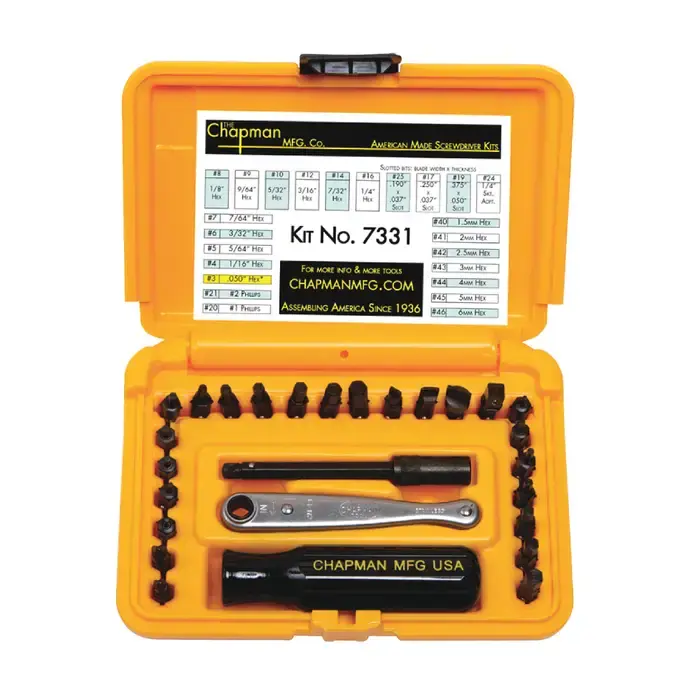 CHAPMAN 7331 28 Piece Assortment Midget Ratchet Set Type, 28 No. of Pieces Bit Assortment Best Choice