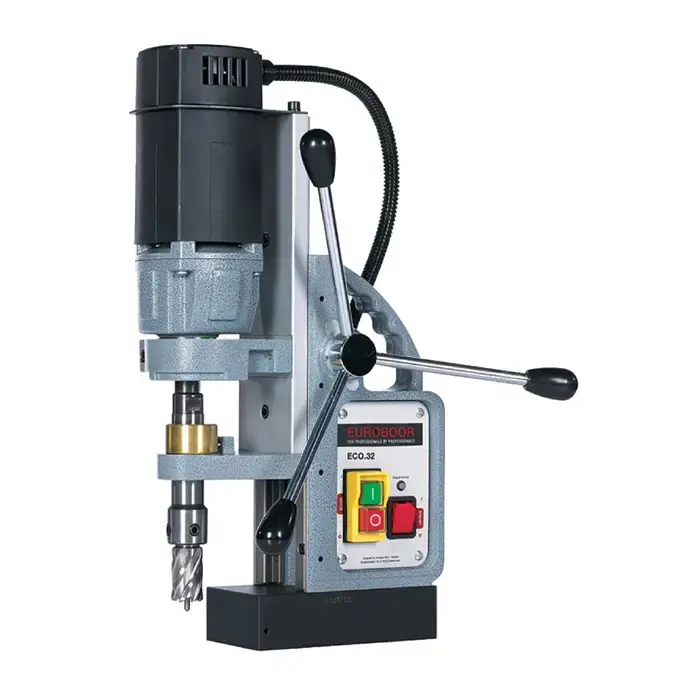 Must Have EUROBOOR ECO.32 1-1/4" Hole Capacity, 3/4" Shank Cutter Mount, 775 RPM Magnetic Drill Press