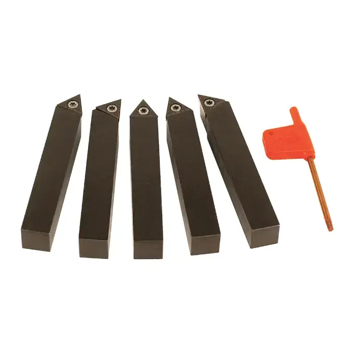 Price Drop TERRA CARBIDE - 5 Piece External Turning Set with Inserts / Accepts TCMT3(2.5)_ Inserts / 5/8" Shank