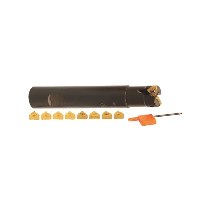 Get Yours AKUMA 07.13.00218 - 0.750" - 90 Degree Indexable End Mill Set With Inserts (Single), Right Hand