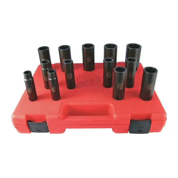 One Day Deal CHICAGO PNEUMATIC SS4013D 1/2" Drive Size, 6 No. of Points, 13 No. of Pieces in Set Socket Set