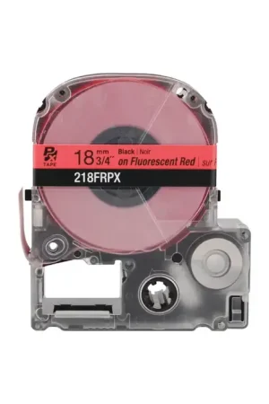 Discount EPSON 218FRPX 3/4" Width, 30‘ Length, Red/Black Print Color Labeler Tape