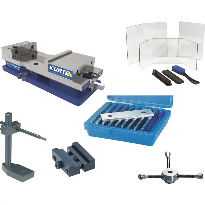 Place Order KURT Vise, Parallel Set, Mill Stop, Work Stop, Magnetic Safety Shield Set, Vise Speed Handle Milling & Drilling Tooling Package