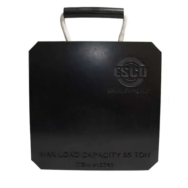 Final Sale ESCO 10751 Jack Plate, 12"x12"x1", With Rope Handle, Black (55 Ton Weight Capacity)